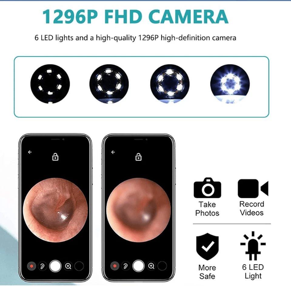NEW LED Ear Wax Cleaner With 1080P HD Camera Otoscope Wireless Ear Cleaning Kit With Light For IPho 2