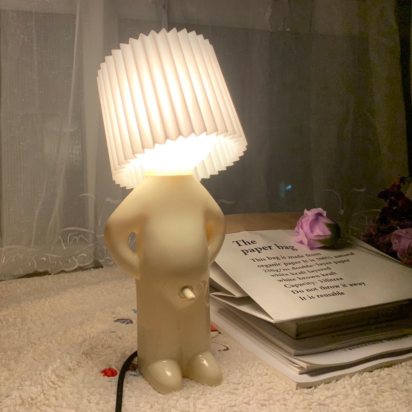 Creative Table Lamp Little Naughty Boy Night Light for Childrens Bedroom  Desk Decoration