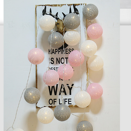 Colorful Cotton Ball LED String Lights BatteryOperated 4cm Garland for Holiday Wedding and Home
