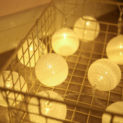 Colorful Cotton Ball LED String Lights BatteryOperated 4cm Garland for Holiday Wedding and Home