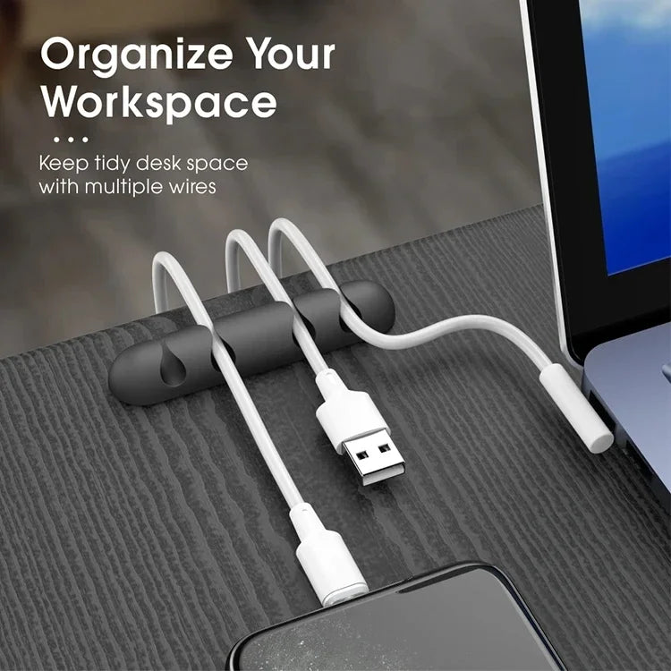 Silicone Cable Cord Wire Organizer USB Cable Winder  SelfAdhesive Management Clips for Mouse Key