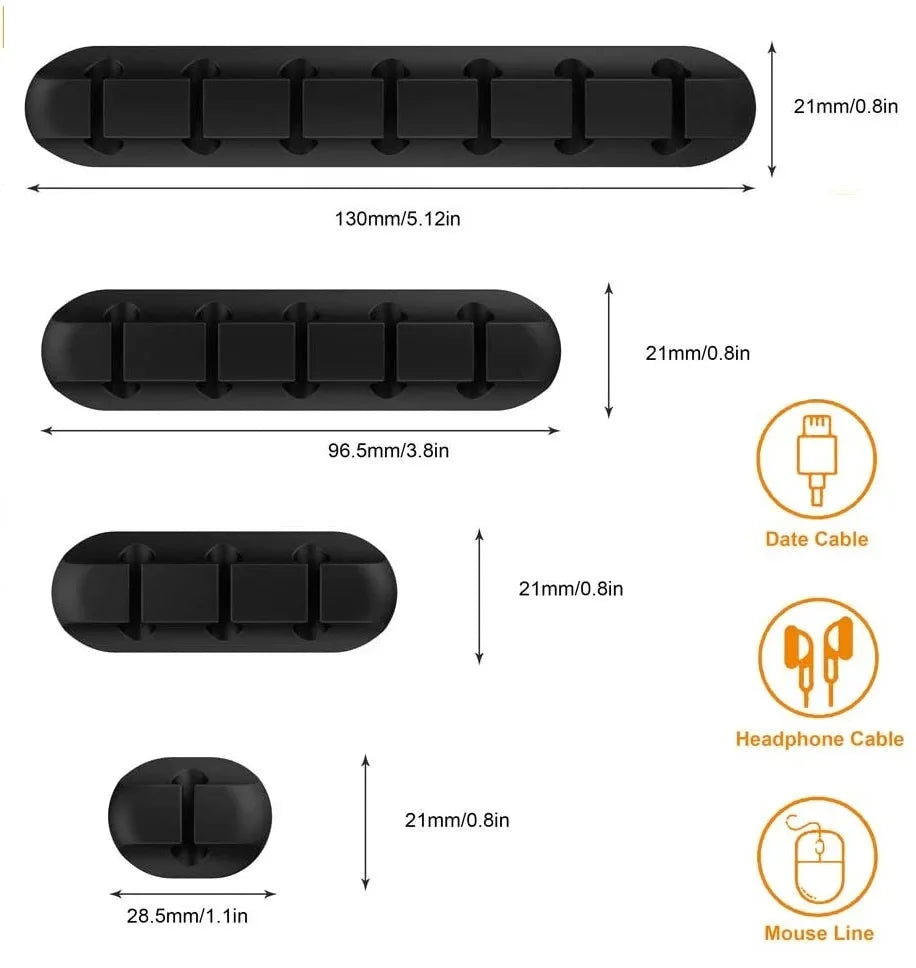 Silicone Cable Cord Wire Organizer USB Cable Winder  SelfAdhesive Management Clips for Mouse Key