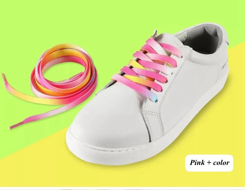 Gradient Shoelaces for Sneakers, Colorful Flat Shoe Laces for Casual Canvas Shoes, Sports Shoes, Trainers & Streetwear