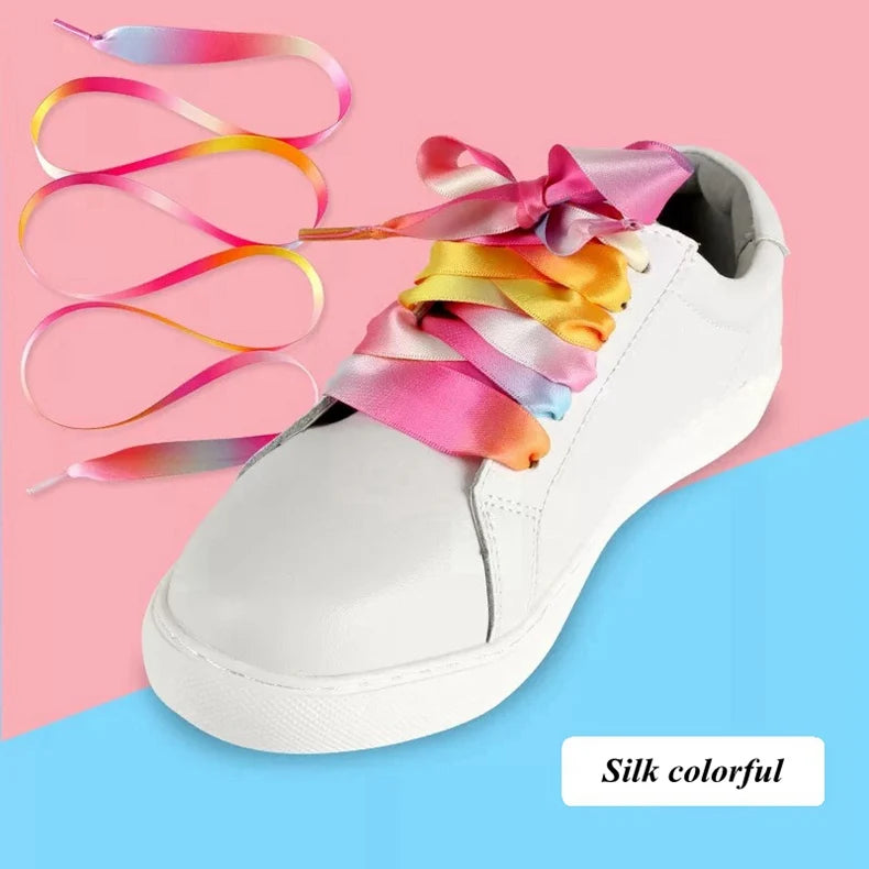 Gradient Shoelaces for Sneakers, Colorful Flat Shoe Laces for Casual Canvas Shoes, Sports Shoes, Trainers & Streetwear