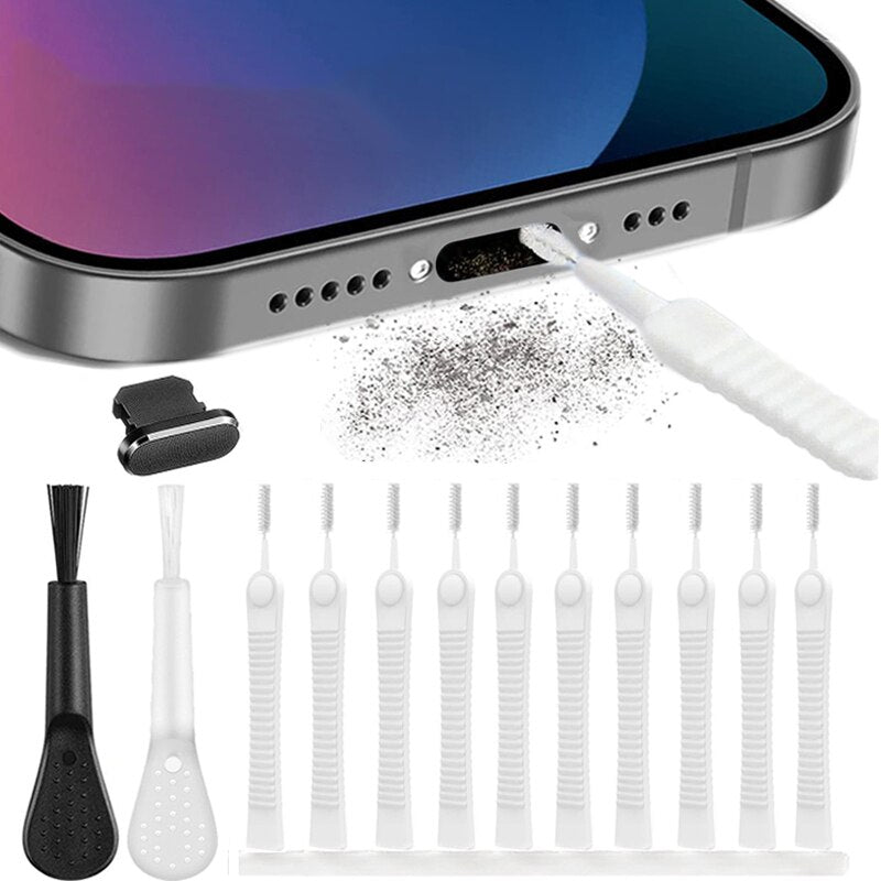 13PCS Dustproof Cleaning Brush Kit for iPhone  Android Mobile Speaker  Charging Port Cleaner