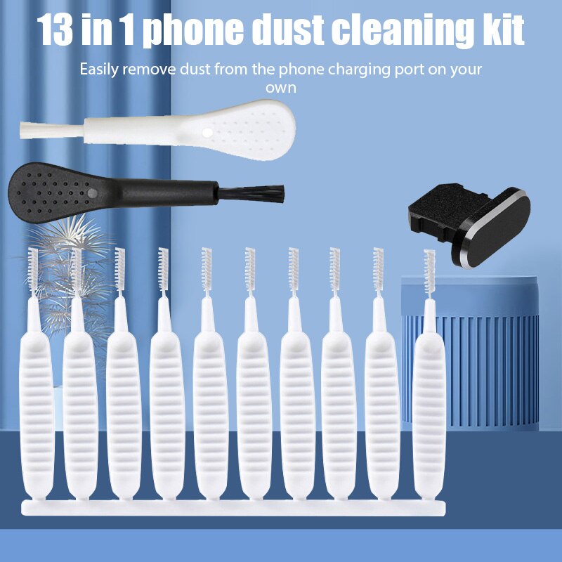 13PCS Dustproof Cleaning Brush Kit for iPhone  Android Mobile Speaker  Charging Port Cleaner