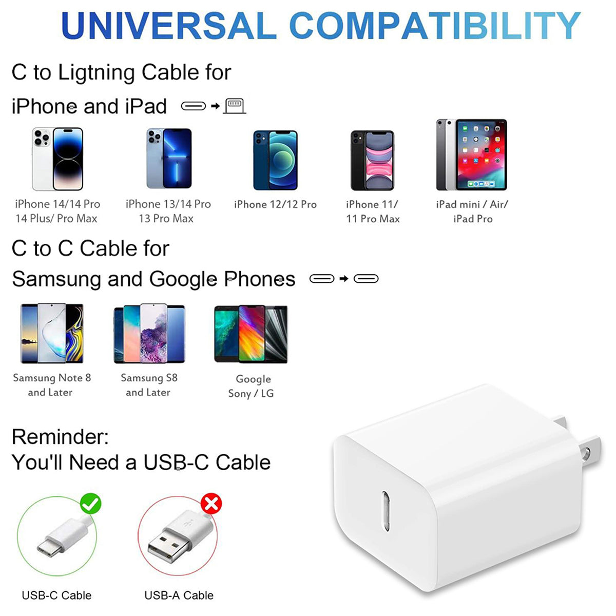 30W Wall Charger With USBC Port  33Ft Braided TypeC Cable Fast Charging For IPhone 16 IPad Samsung  1