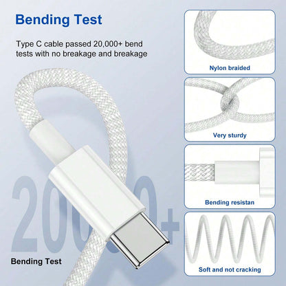 30W Wall Charger With USBC Port  33Ft Braided TypeC Cable Fast Charging For IPhone 16 IPad Samsung  3