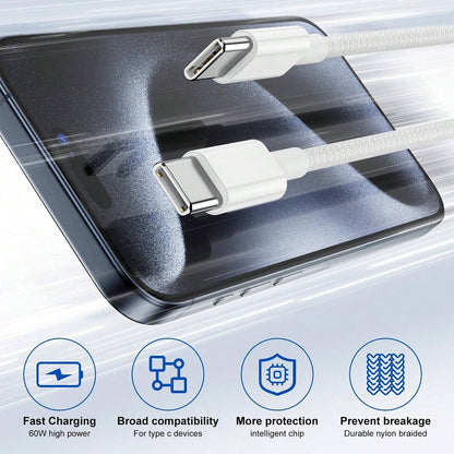 30W Wall Charger With USBC Port  33Ft Braided TypeC Cable Fast Charging For IPhone 16 IPad Samsung  4