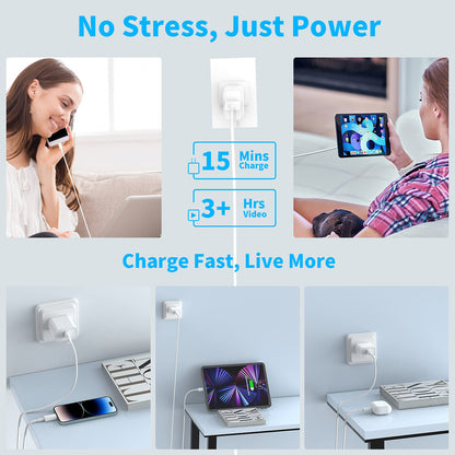 30W Wall Charger With USBC Port  33Ft Braided TypeC Cable Fast Charging For IPhone 16 IPad Samsung  5