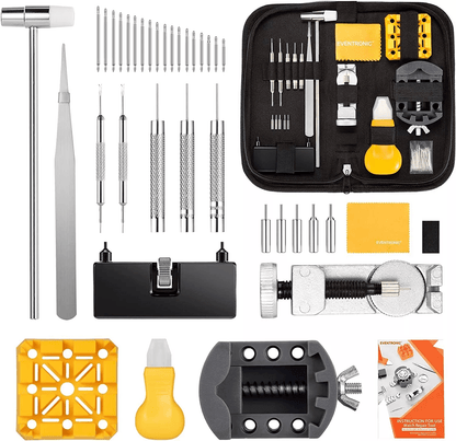 Complete Watch Repair Kit for Watchmaker, Back Case Remover, Link Pin Opener, Spring Bar Tool Included