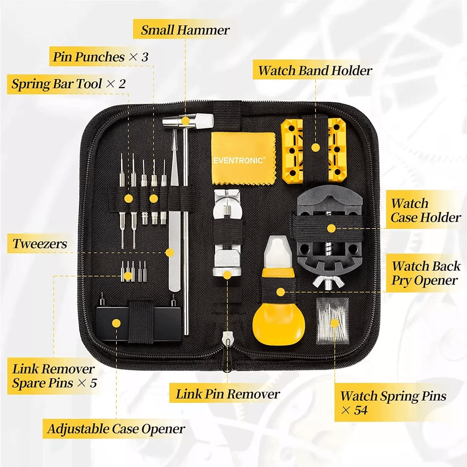 Complete Watch Repair Kit For Watchmaker Back Case Remover Link Pin Opener Spring Bar Tool Included 1