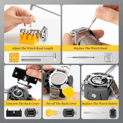 Complete Watch Repair Kit For Watchmaker Back Case Remover Link Pin Opener Spring Bar Tool Included 3