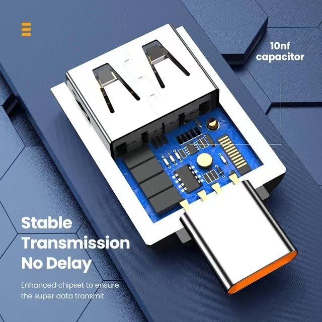 USB 3.0 OTG Adapter 10A, Type-C Male to USB Female Fast Charging Converter for Smartphones, Tablets, PCs