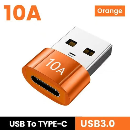 USB 3.0 OTG Adapter 10A, Type-C Male to USB Female Fast Charging Converter for Smartphones, Tablets, PCs