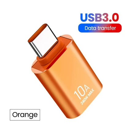 USB 3.0 OTG Adapter 10A, Type-C Male to USB Female Fast Charging Converter for Smartphones, Tablets, PCs