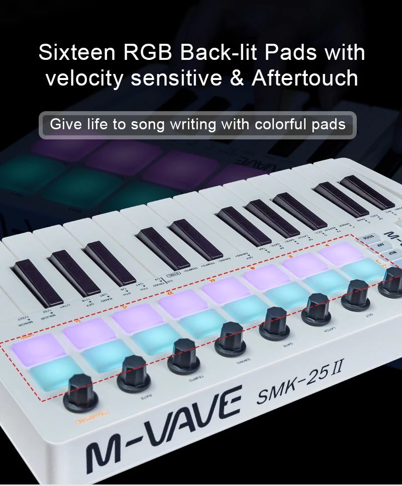 Pad Controller Keyboard USB Key With Drum Pads 8 Knobs Music Production Software Wireless Bluetooth 2