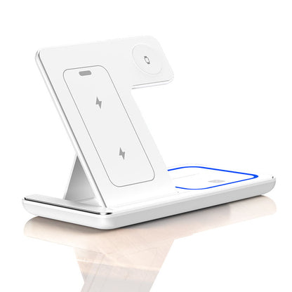 Foldable 3 In 1 Wireless Charger Pad Stand Fast Charging Dock Station for iPhone  Apple Watch