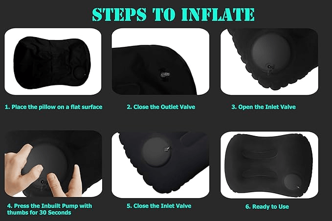 Portable Comfortable Inflatable Pillow  Ultra Soft Camping Pool  Car Neck  Lumbar Support Travel Cu 1