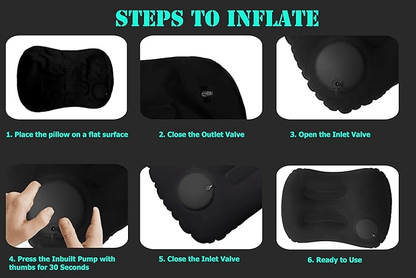 Portable Comfortable Inflatable Pillow  Ultra Soft Camping Pool  Car Neck  Lumbar Support Travel Cu 1