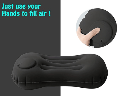 Portable Comfortable Inflatable Pillow  Ultra Soft Camping Pool  Car Neck  Lumbar Support Travel Cu 4