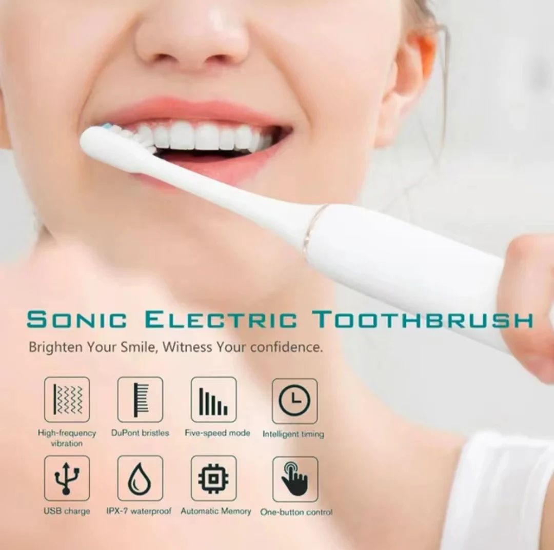 Sonic Electric Toothbrush For Adults Waterproof USB Rechargeable With DuPont Brush Head  High Frequ 1