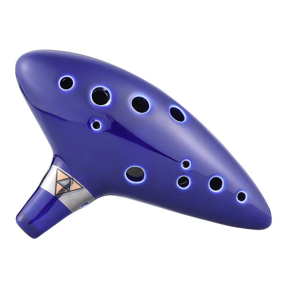 12 Hole Ceramic Ocarina Alto C Vessel Flute, Beginner Wind Instrument with Music Score & Neck Strap