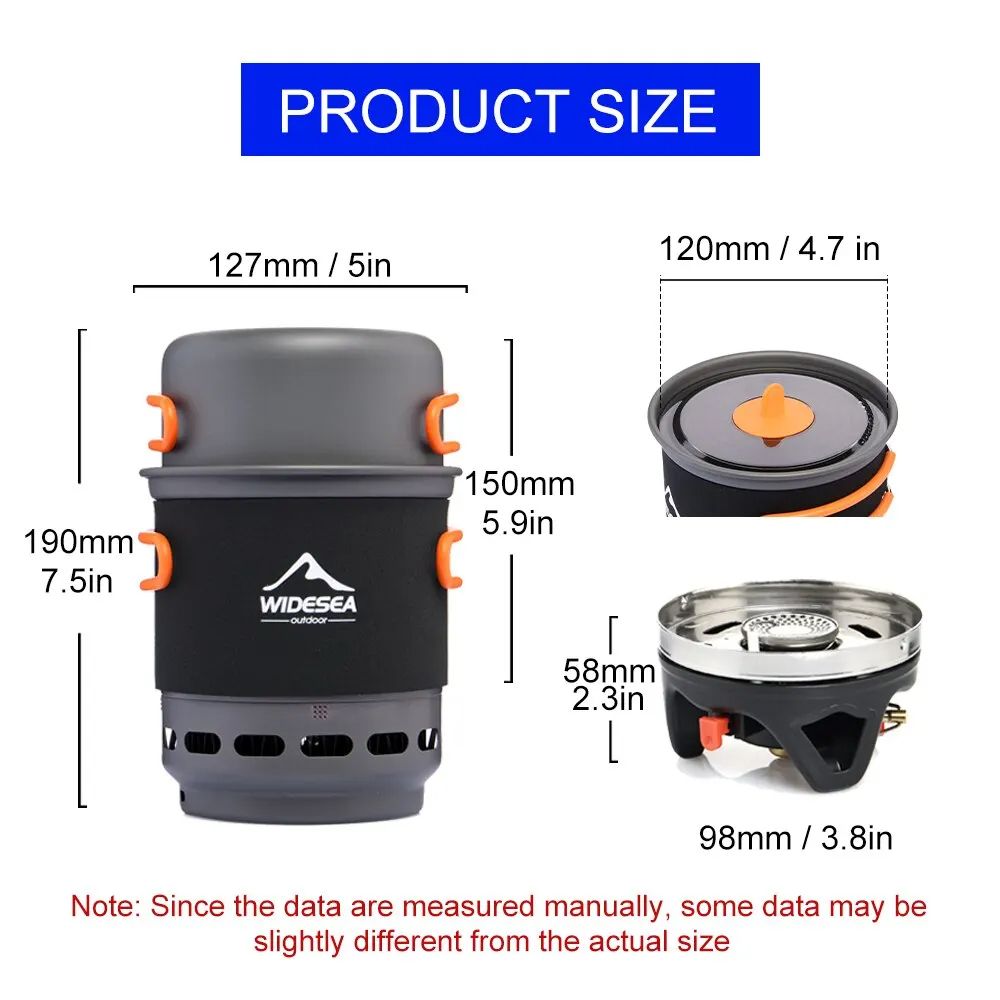 Widesea Outdoor Camping Stove Set Heat Exchanger Pot Gas Burner And Cookware For Hiking  Travel 1