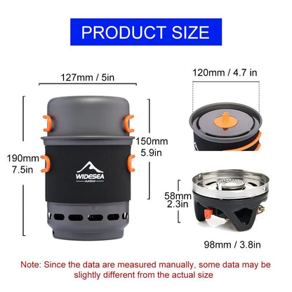 Widesea Outdoor Camping Stove Set Heat Exchanger Pot Gas Burner And Cookware For Hiking  Travel 1