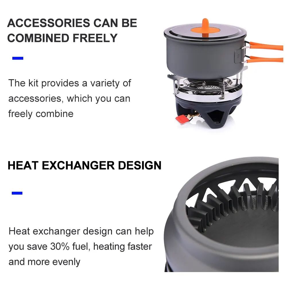Widesea Outdoor Camping Stove Set Heat Exchanger Pot Gas Burner And Cookware For Hiking  Travel 5