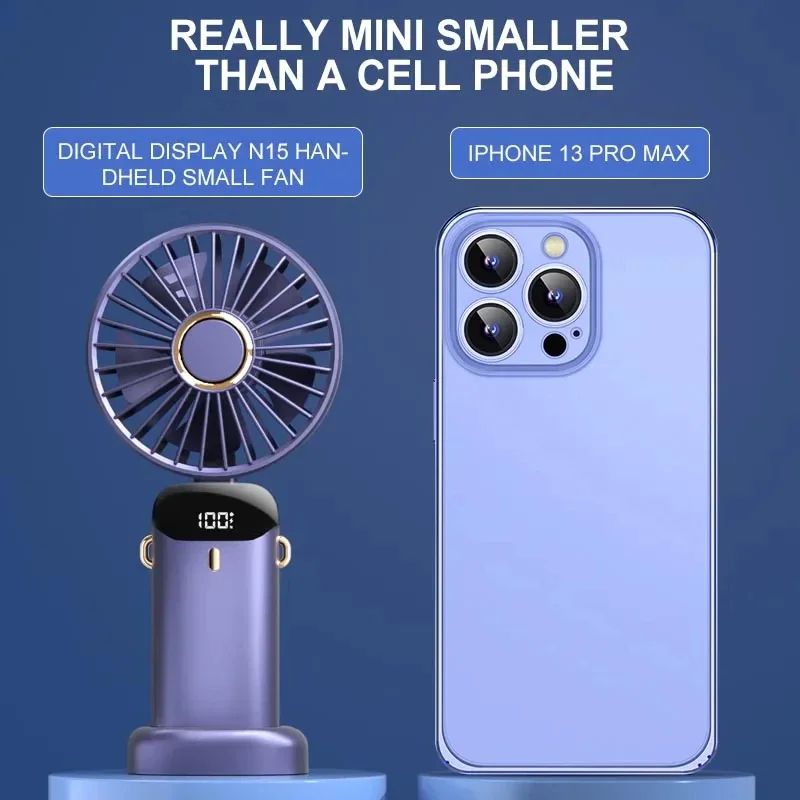 Handheld Mini Fan Foldable Portable Neck Hanging USB Rechargeable Fan With Phone Stand Display Scre 1