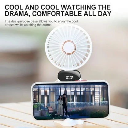 Handheld Mini Fan Foldable Portable Neck Hanging USB Rechargeable Fan With Phone Stand Display Scre 2