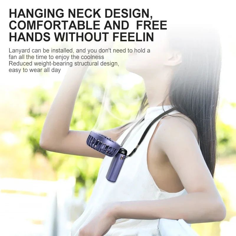 Handheld Mini Fan Foldable Portable Neck Hanging USB Rechargeable Fan With Phone Stand Display Scre 3