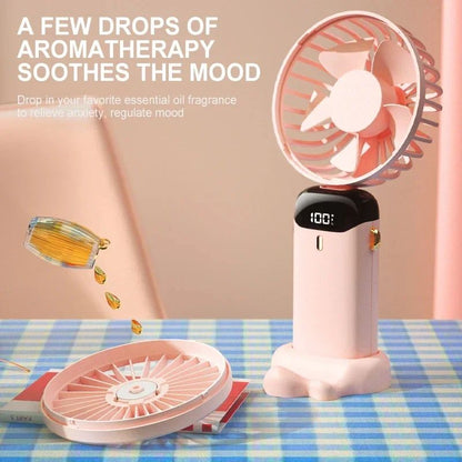 Handheld Mini Fan Foldable Portable Neck Hanging USB Rechargeable Fan With Phone Stand Display Scre 4