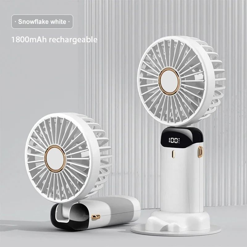 Handheld Mini Fan Foldable Portable Neck Hanging USB Rechargeable Fan With Phone Stand Display Scre 7
