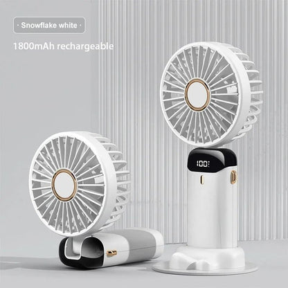 Handheld Mini Fan Foldable Portable Neck Hanging USB Rechargeable Fan With Phone Stand Display Scre 7