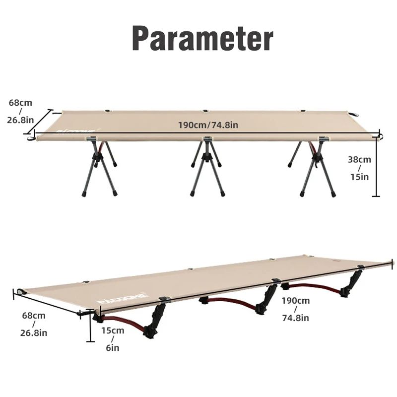 PACOONE Camping Cot Folding Camping Bed Portable Outdoor Sleeping Cot For Adults Kids Ideal For Tra 3