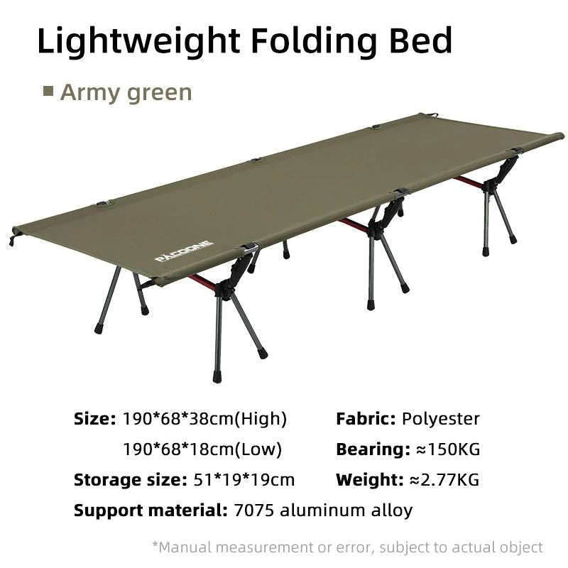 PACOONE Camping Cot Folding Camping Bed Portable Outdoor Sleeping Cot For Adults Kids Ideal For Tra 6