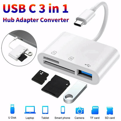 3 In 1 TypeC Memory Card Reader Adapter TF CF SD Compact Flash USBC for MacBook Pro  Huawei
