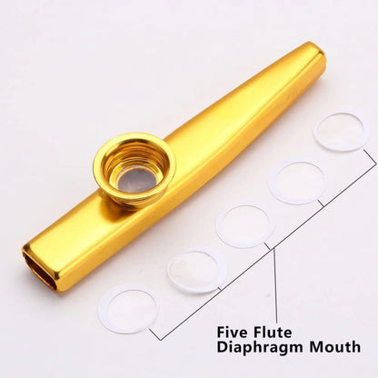 Aluminum Alloy Metal Kazoo Musical Instrument With 5 Flute Diaphragms Mouth Kazoo Ideal Companion F 3