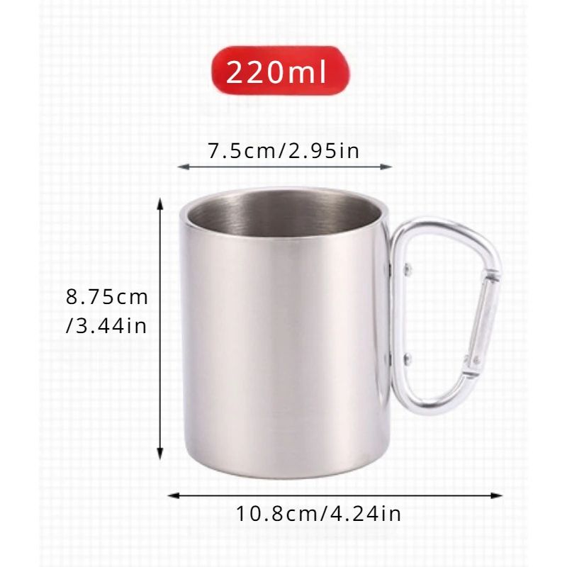 Portable Stainless Steel Camping Travel Cup With Carabiner Handle Outdoor Hiking Water Mug For Picn 4