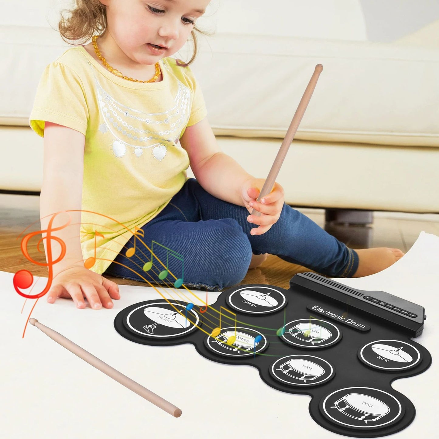 Portable Foldable USB Electronic Drum Set Compact RollUp Silicon Drums Pad Kit With Pedal For Digit 3