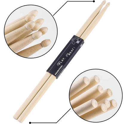 Miwayer 1 Pair 7A Premium Maple Drumsticks for Jazz, Practice – Durable Lightweight Drum Sticks for All Ages Skill Level