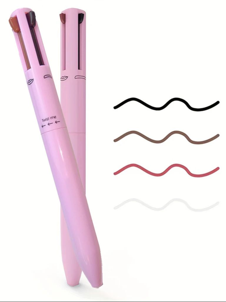 4 in 1 Multi Functional Lip Liner, Eyeliner & Eyebrow Pencil – 4-Color Set for Perfect Brows & Lips