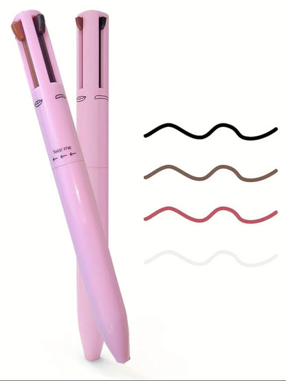 4 in 1 Multi Functional Lip Liner, Eyeliner & Eyebrow Pencil – 4-Color Set for Perfect Brows & Lips