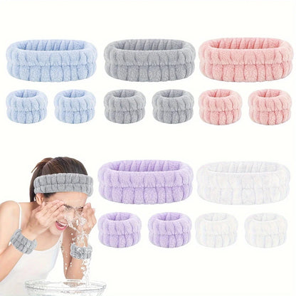 Velvet Facial High Elastic Makeup Hairband  Face Wash Wristband Set  Soft Skin Care  Spa Essentials 1