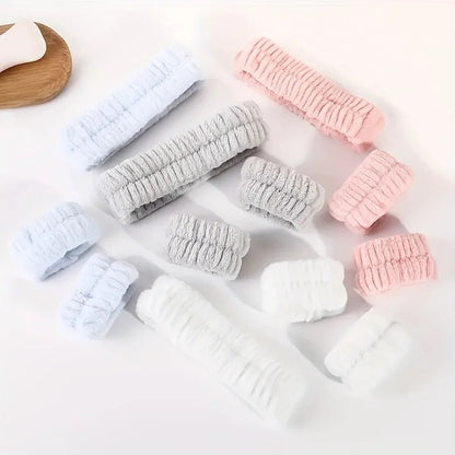 Velvet Facial High Elastic Makeup Hairband  Face Wash Wristband Set  Soft Skin Care  Spa Essentials 3