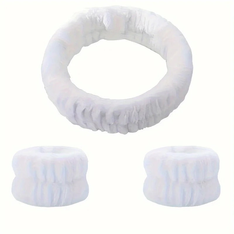 Velvet Facial High Elastic Makeup Hairband  Face Wash Wristband Set  Soft Skin Care  Spa Essentials 7