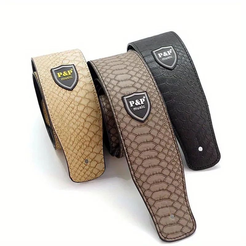 Premium PU Leather Guitar Strap Wide Adjustable Length Soft Embroidered Belt For Classical Electric 4