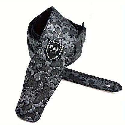 Premium PU Leather Guitar Strap Wide Adjustable Length Soft Embroidered Belt For Classical Electric 8